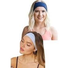 Salvia Dione 2'li Spor Saç Bantları - Kadın & Erkek Spor Tenis Yoga Koşu Makyaj Cilt Maskesi Yüz Yıkama Tarz Ter Kafa Bandı Unisex Kombin Esnek Saç Bandı Seti