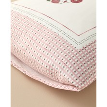 Floral Grid Pamuklu 2'li Yastık Kılıfı Gül Kurusu