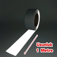 Badem10 Düz Desensiz Metalize Gri Renk Reflektörlü Bant Gece Parlayan En 5 Cm 1 Mt Ikaz Bandı Reflektif