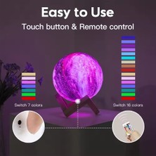 3D Touch Control Moon Table Lights 16 Renkli Dokunmatik Ay Görünümlü Dekoratif Lamba