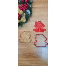 Yılbaşı Yeni Yıl Noel Gingerbread House Kurabiye Evi 2'li Kurabiye Kalıbı ve Hamur Şekillendirici