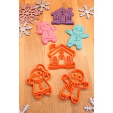 Yılbaşı Yeni Yıl Gingerbreadman Kurabiye Adam ve Kadın Şeker Evi 3'lü Set Kurabiye Kalıbı