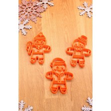 Yılbaşı Yeni Yıl Gingerbreadman Kurabiye Adam 3'lü Set Kurabiye Kalıbı ve Hamur Şekillendirici