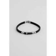 So CHIC Metal Detaylı Vegan Deri Erkek Çelik Bileklik