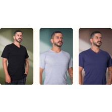 V Yaka T-Shirt - Siyah - S