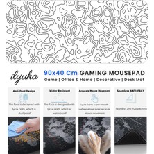 White Topography Map Ilyuka MP079040 Xxl Büyük Boy Gaming Oyuncu Mousepad 90X40CM