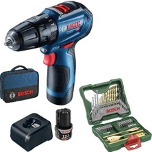 Bosch Professional Gsb 12V-30 Çift Akülü Darbeli Vidalama Makinesi (Kömürsüz Motor) - 06019G9104 + X-Line 40 Parça Aksesuar Seti