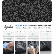 Black Topography Map Ilyuka MP109040 Xxl Büyük Boy Gaming Oyuncu Mousepad 90X40CM