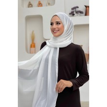 Taş Detaylı Şifon Şal 2026 Ekru