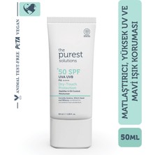 The Purest Solutions, Yağlı ve Karma Ciltler İçin Matlaştırıcı Güneş Koruyucu Krem SPF 50, 50 ml