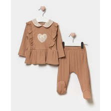 Minipodyum Kız Bebek Patikli Yeni Doğan Pamuklu Alt Üst Takım