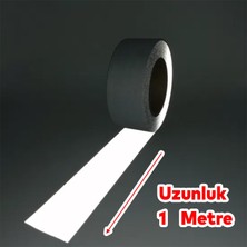 Badem10 Düz Desensiz En 7.5 Cm 1 Mt Ikaz Bandı Reflektif Metalize Gri Renk Gece Parlayan Reflektörlü Bant