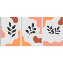 Vientex Dekoratif Yaprak Bohem Retro Art Minimal 3lü Set Tablosu - MNT122