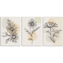 Vientex Dekoratif Yaprak Bohem Retro Art Minimal 3lü Set Tablosu - MNT120