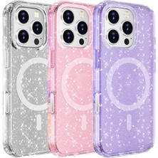 Cupcase Apple iPhone 16 Pro Max Kılıf Magsafe Şarj Özellikli Parlayan Simli Saydam Renkli Zore Allstar Kapak