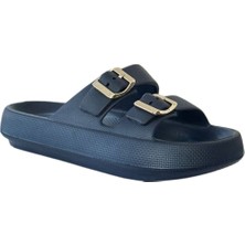 Akınalbella Akınal Bella E282 Lacivert Kadın Altın Tokalı Plaj Terlik