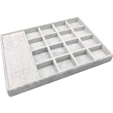 Yerli Üretim Amsterdam Model Süet Kumaş Gri Renk 34/24 Cm Çekmece Ici Takı Standı