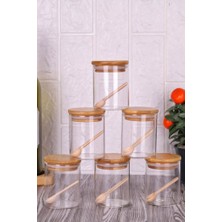 Atbyhome Bambu Silikonlu Kapaklı Borosilikat Cam Baharatlık - 250 ml Baharat Takımı 18 Parça