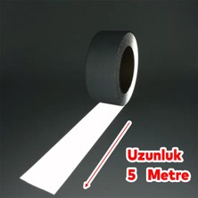 Badem10 Düz Desensiz En 7.5 Cm 5 Mt Ikaz Bandı Reflektif Metalize Gri Renk Gece Parlayan Reflektörlü Bant