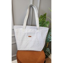 Altın Pamuk Twill Plaj Çantası-Çok Amaçlı Çanta Fermuarlı