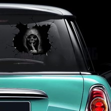 Özkaş 3D Sticker Hayalet Korkunç Oto Sticker, Motorsiklet, Kask, Laptop Sticker 17X6 cm Oto Aksesuar