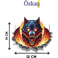 Özkaş 3D Sticker Vahşi Kurt , Araba, Motorsiklet, Kask, Laptop,cam Sticker 14X12 cm