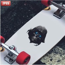 Özkaş Kafatası Mavi Gözlü 3D Stciker Uv Soğuk Baskı Etiket Oto Aksesuar Motorsiklet Suv Kaykay Stickerı