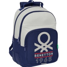 Benetton Okul Çantası Benetton Varsity Gri Lacivert 32 x 42 x 15 cm (Yurt Dışından)