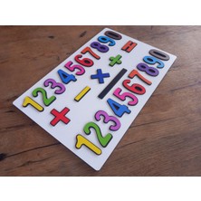 Ankebut Ahşap Beyaz Renkli Sayılar ve Matematik Işaretleri Puzzle