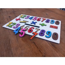 Ankebut Ahşap Beyaz Renkli Sayılar ve Matematik Işaretleri Puzzle