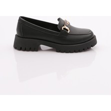 DGN 2855 Kadın Tokalı Kalin Taban Loafer Ayakkabı