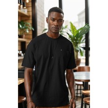 Balenbi Erkek Bisiklet Yaka Cepli Oversize Kalıp Penye Tişört 1007