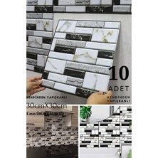 Technosmart 10ADET 30 x 30 cm  3D Kendinden Yapışkanlı Duvar Kaplama Su Geçirmez Dekorasyon Mutfak Banyo