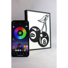 Domini 8 Top - Rgb Led Işıklı 3 Boyutlu Tabela - 16 cm   x  20 cm   x  2 cm  (Bluetooth Kontrollü)