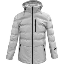 Süvari Dar Kalıp Kapşonlu Dolum Kapitone Krem Şişme Mont