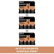 Duracell Alkalin Aa  Kalem Pil, 1,5V (LR03 / MN2400), 8'li Paket x 3