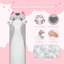 Catherine Shop Uzun Kedi Peluş Çocuk Yastık 20 Inç Sevimli Gri Kedi Doldurulmuş Hayvan Yumuşak Peluş Oyuncak Yavru Kawaii Peluş Yastık Bebek Oyuncak Kız Arkadaşı Için Hediye (Yurt Dışından)