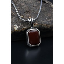Prestige Gümüş Akik Taşlı 925 Ayar Gümüş Kolye Zincir 901163