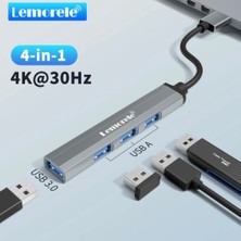 Lemorele 4'in 1'i Hub Çoklayıcı CE/FC/ROHS Lisanslı Type-c Girişli 4 Port 3.0 480Mbps Hızlı Sağlam Metal Orginal Şık