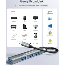 Lemorele 4'in 1'i Hub Çoklayıcı CE/FC/ROHS Lisanslı Type-c Girişli 4 Port 3.0 480Mbps Hızlı Sağlam Metal Orginal Şık