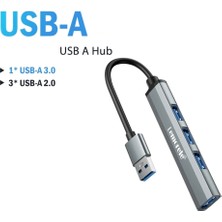 Lemorele 4'in 1'i Hub Çoklayıcı CE/FC/ROHS Lisanslı Usb Girişli 4 Port 3.0 480Mbps Hızlı Sağlam Metal Orginal Şık