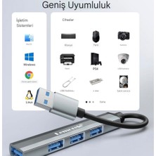 Lemorele 4'in 1'i Hub Çoklayıcı CE/FC/ROHS Lisanslı Usb Girişli 4 Port 3.0 480Mbps Hızlı Sağlam Metal Orginal Şık