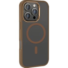 Iphone 16 Pro Kılıf Wireless Şarj Özellikli Parlak Kamera Çerçeveli Tam Koruma Kapak