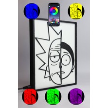 Domini Rick And Morty - Rgb Led Işıklı 3 Boyutlu Tabela - 16cm X 20cm X 2cm (Bluetooth Kontrollü)