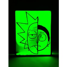 Domini Rick And Morty - Rgb Led Işıklı 3 Boyutlu Tabela - 16cm X 20cm X 2cm (Bluetooth Kontrollü)