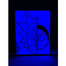 Domini Rick And Morty - Rgb Led Işıklı 3 Boyutlu Tabela - 16cm X 20cm X 2cm (Bluetooth Kontrollü)