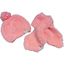 Petityu Knittedbygranma El Örgüsü Puffy Pembe Atkı Bere Set Yumuşacık Sıcak Tutar