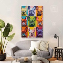 SML Tablo Fransız Bulldog Portesi Pop Art Hayvan Sevimli Köpek Dikey Kanvas Tablo