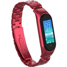 KCR Xiaomi Mi Band 5 ve Mi Band 6 Uyumlu Paslanmaz Çelik Klipsli Metal Kordon