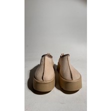 Eataly Shoes Süet Yüksek Taban Bilekte Terlik Bot Bej